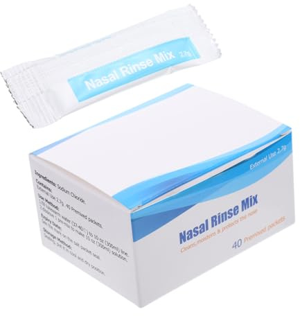 DINHEAROM 40 Bustine di Sale per Lavaggio Nasale 2,7g Soluzione Salina Protettiva per Pulizia Quotidiana del Naso Adulti e Confezione per Igiene Nasale e Protezione da Polvere e Allergeni