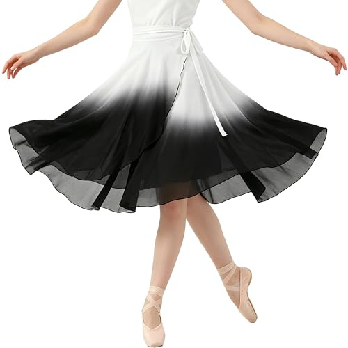 Wuchieal Women Long Ballet Wrap Skirt Chiffon Sheer Flowy Dance Skirt Dancewear