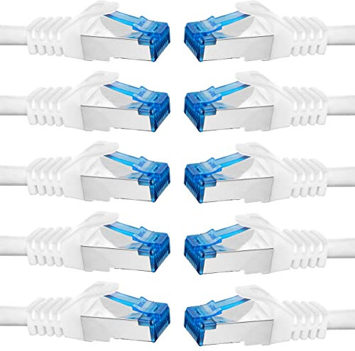 BIGtec - 10 Stück - 0,25m CAT.7 Gigabit Patchkabel Netzwerkkabel weiß Kupferkabel Patch Ethernt LAN DSL Kabel CAT7 (RJ45, Cat 7, S/FTP PIMF) 25cm