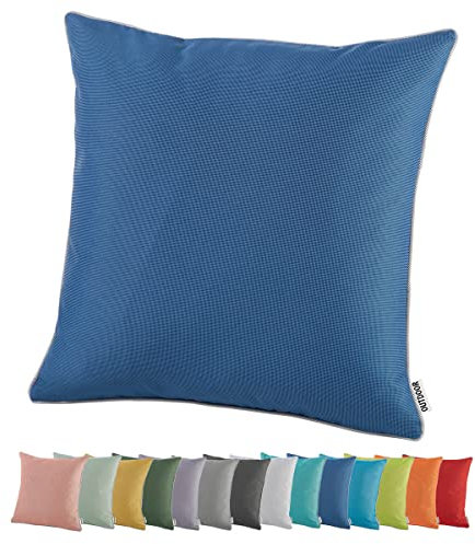 heimtexland ® Outdoor Lounge Dekokissen Lotus Effekt wetterfest schmutz- und wasserabweisend Garten Kissen 45x45 Outdoorkissen Typ551 Blau