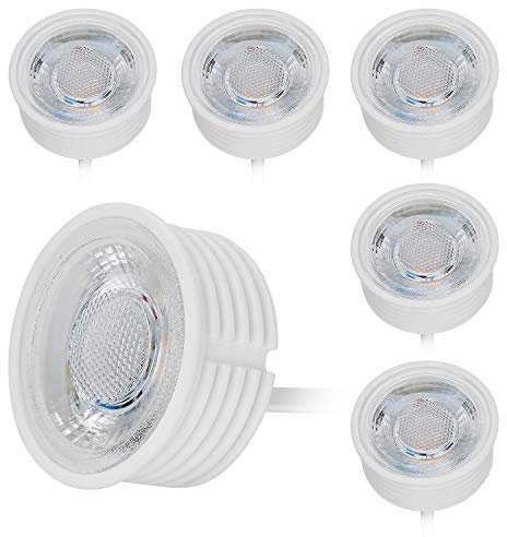 HCFEI 6x LED Modul flach GU10 Ersatz 230V 5 Watt Warmweiß 3000K Dimmbar Einbaustrahler Einbau-Spot 38°Abstrahlwinkel