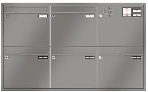 RENZ/Eckrahmen / 5er Unterputz-Briefkastenanlage Einbau-Briefkasten mit Sprechfeld/RAL-Farbe 9007 Volumen 1/Dein-Briefkasten.de