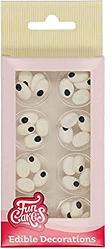 FunCakes Decorazioni di Zucchero Occhi Ovali per torte: pronto per l'uso, perfetto per Halloween spettrale o cupcakes mostruosi, muffin e altro, certificato senza glutine, set / 32