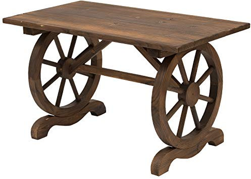 Outsunny Outdoor Garden Coffee Table Dinning Table Patio Display Desk Natural Fir Wood Water-Resistant