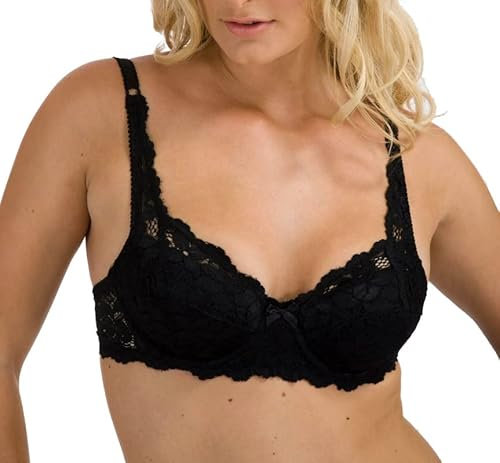 Inspire Me Ladies Lace Bralette - Lace Bralette- Underwire Lightly Padded Soft Cup Full Coverage- Lace Bra with Straps - for Women Girls (Black_46/ F)