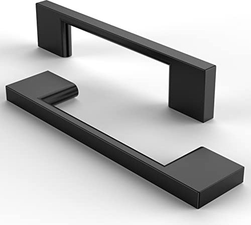 FURNIWARE 5 Stück Möbelgriffe Schrankgriffe Küchengriffe Griffe Schwarz Schubladengriffe 96mm lochabstand -Matt Schwarz Edelstahl Gebürstet