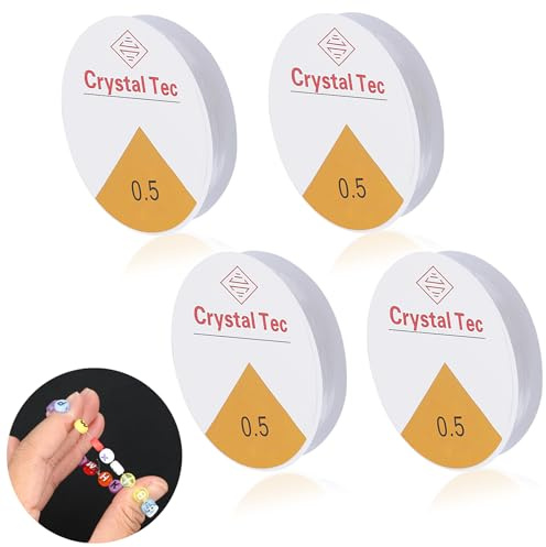 4 rouleaux de fil élastique pour perles de 0,5 mm