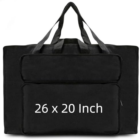 Oaygat Bolsa de arte para dibujo, bolsa impermeable con asas, portátil, organizador de pintura, bolsa de almacenamiento para paletas, pinceles, pinturas, lápices, obras de arte, Black, A2, Portafolio