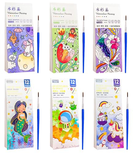 DKDDSSS 72 Pages Water Colouring Books for Children, Pocket Magic Water Coloring Book, Pocket Watercolour Painting Books for Kids, Water Colouring Book for Children Painting, Watercolour Paint Set