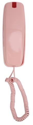 Teléfono con Cable, Volumen Ajustable y Timbre Fuerte, Dígitos Grandes, Montaje en Pared, Estilo Vintage para Uso Doméstico, Color Rosado