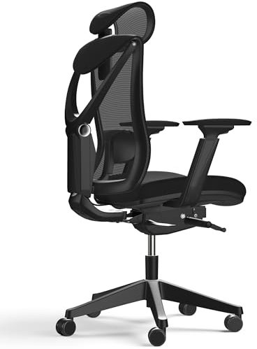 Desktronic Verstellbarer ergonomischer Bürostuhl | Schreibtischstuhl mit Lendenwirbelstütze - rückenfreundlich- Computerstuhl höhenverstellbar & rückenschonend - breites Polster SitPro (Schwarz)