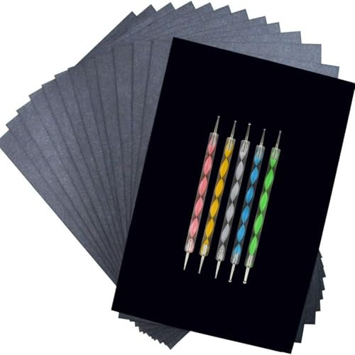 200 Blatt Kohlepapier, Transferpapier, Pauspapier, Kohlepapier Zum Nachzeichnen, Graphitpapier, Pauspapier A4, Schwarz Für Papier Tattoo Holz Mit 5 Pcs Prägestift