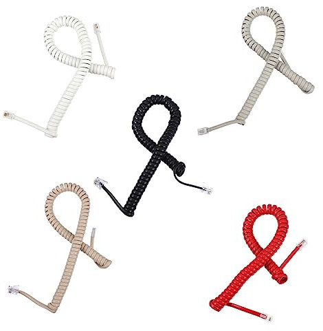 PHENOFICE 10 Pezzi Cavo Telefonico a Molla Per Cornetta Filo Di Connessione Accessorio Spine Su Entrambe Le Estremità