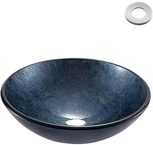 Lavandino da appoggio per Bagno, lavabo da appoggio Artistico Moderno in Vetro temperato da sopra Il Piano, lavabo per Bagno, Cucina, Guardaroba, WC, D