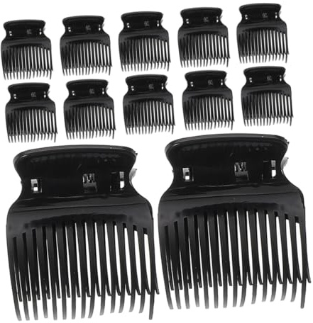 IWOWHERO 12 Pinzas para Rodillos Calientes de ABS, Clips de Fijación para Seccionar el Cabello, Negros, para Peinados y Salón
