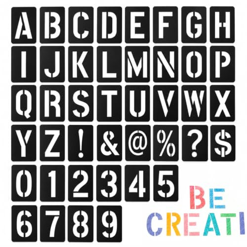 42 PCS Pochoirs Lettres Alphabet, Chiffres et Symboles, PP Réutilisable | Pochoirs pour Peinture, Réutilisables, Adaptés au Bois, Tissu, Métal et Verre, pour Projets Créatifs