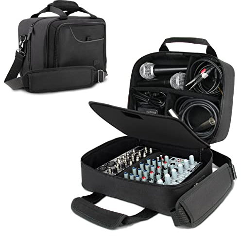 USA Gear Custodia Compatta per Mixer Audio DJ - Borsa per Mixer con Scomparto Personalizzato per Cavi e Microfoni, 27,94 x 20,32 x 6,35 CM Compatibile con Behringer Xenyx, Aveek 4/5 Channel, Bomge 4