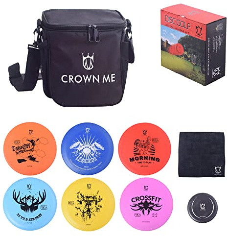 CROWN ME Discos de golf con 6 discos y mini disco y bolsa de golf