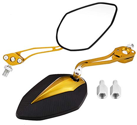 Espejo retrovisor de motocicleta, 1 par 8 mm 10 mm Universal Moto Scooter Espejo retrovisor de motocicleta Espejos retrovisores Espejo lateral Espejo retrovisor(Amarillo)