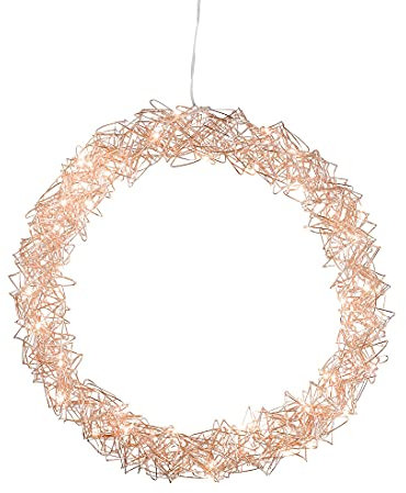 Spetebo LED Metallkranz zum Hängen 30 cm - rosé gold - Deko Kranz mit 35 LED in warm weiß - Weihnachten Advent Tür Wohnen Dekoration