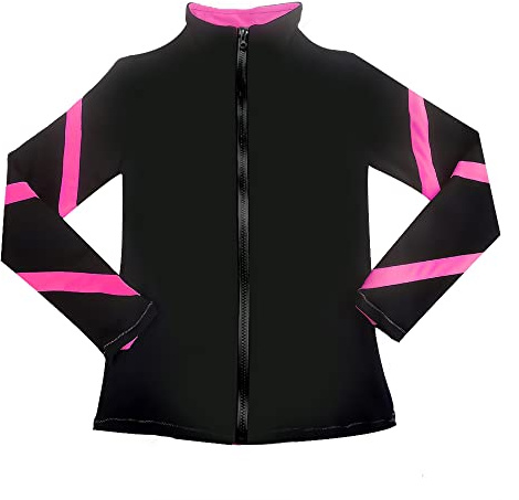 LIUHUO Girls Ice Skating Jackets Women Stripes Training Practice Figure Skating Tops Costs Fleece