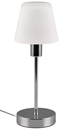 Trio Leuchten Tischleuchte Luis II 595700106, Metall Chrom, Glas weiß satiniert, exkl. 1x E14, On/Off Touch