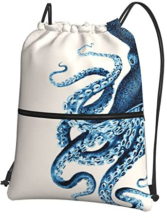 Lila Outdoor Casual Reißverschluss Kordelzug Rucksack Fitness Tasche Sport Rucksack, Octopus, EinheitsgröÃŸe