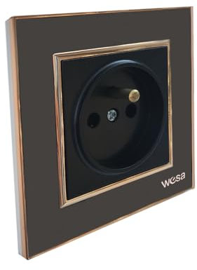 WESA Interrupteurs à deux voies, Interrupteurs encastrés, Interrupteurs muraux, Interrupteurs à prise murale (Steckdose française, NOIR)