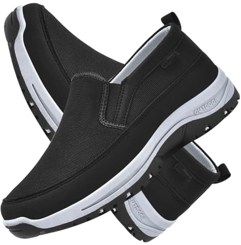 Zapatos Especiales para Juanetes de Hombre Fascitis Plantar Zapatos Cómodos para Diabéticos Zapatillas para Caminar Mayores Zapatos Anchos para Hombre,Negro,48/290mm