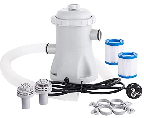 JINGFENG Bomba de filtro de piscina Bomba de agua eléctrica para piscina infantil de 330 GPH con 2 cartuchos de filtro de piscina Bombas de piscina Bomba de filtro de piscina pequeña sobre el suelo