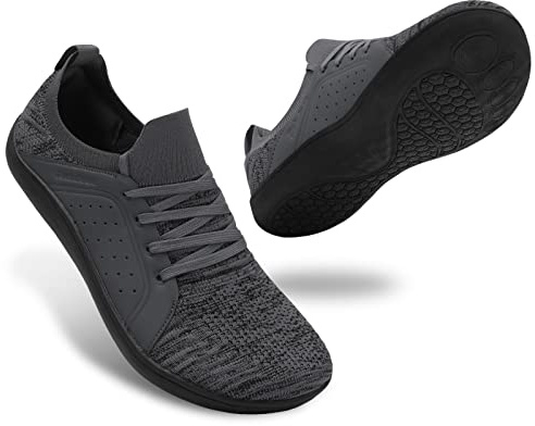 relxfeet Men's Minimalist Barefoot Shoes Wide Toe Zero Drop Sole Cross-Trainer Lightweight Slip-on Walking Shoes Trail Running Sneakers Fitness Gym Jogging Wrestling Hiking Lifting Dark Gray 10.5