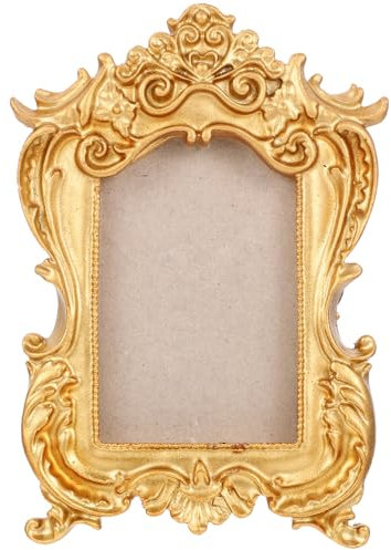 Amosfun Mini Ornate Frame, 4x6cm Vintage Gold Antique Photo Frames, Decorative European Style Photo Display Stand for Home, Office
