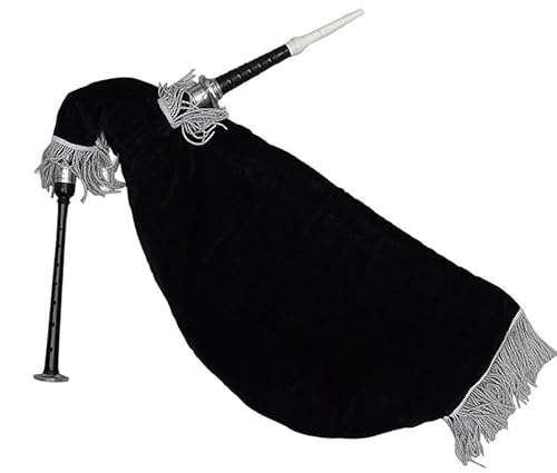 Goose Practice Cornamusa – Custodia in velluto nero con supporti argentati – cornamusa scozzese gratis 2 ance Chanter – Palissandro nero