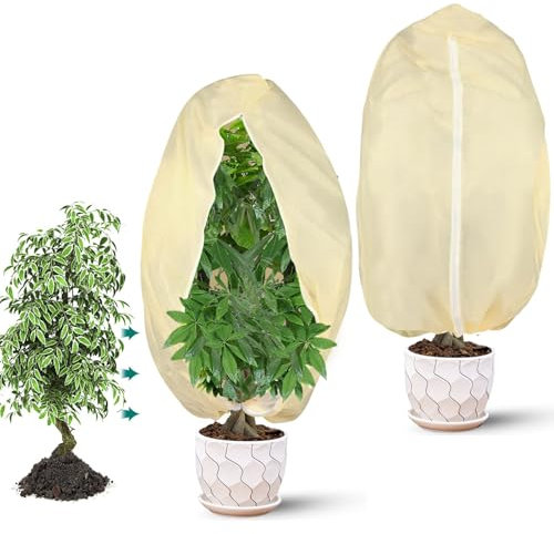 WAYBWZDQ Lot de 2 Housse Hivernage Plante 100 x 80cm, Voile Hivernage Plante Exterieur, Sacs de Protection Hivernale Plantes Respirants avec Cordon de Serrage, pour Plantes en Pot Anti Gelées, Froid