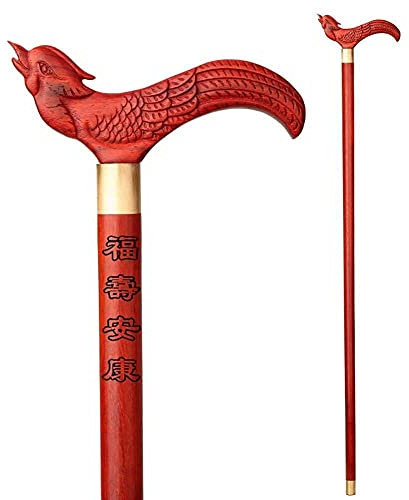 QHFTREX Bastón de Madera para Caminar, bastón para Ancianos, muletas de Madera de secuoya, Mango de Madera Maciza Antideslizante (B) powerfully