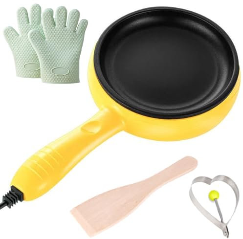 Sartén Antiadherente, Sartén para Tortilla Eléctrica de 350 W, Diámetro: 15 Cm, ​​Puede Cocer Al Vapor 7 Huevos a la Vez, Placa Calefactora Sartén para Huevos con Calentamiento Tipo C, Cocina para