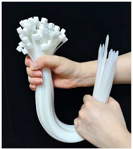 KAXIMON White Cable Ties 450mm X 8.8mm (100 Pack), Large Clear Cable Ties Nylon Zip Ties Heavy Duty with 80kg Tensile Strength, Self-Locking Plastic Tie Wraps for Home, Garden, Office