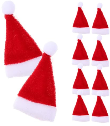 FUNNETOYU 12 St Mini Julhattar för Flaskor och Dekorationer Färgglada Juldekorer med Tomteluva Design för Vinflaskor Julgranar och Festliga Fotorekvizita