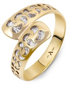 Amberta Anillo en Oro Macizo de 9 o 14 Quilates para Mujer | Anillo de Oro Auténtico Corte Diamante Espiral Filigrana | Regalo para Ella: Oro de 9 Quilates Talla 10