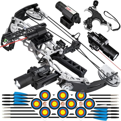 ZSHJGJR Archery Compound bow Set Bow and Arrow Set for Beginners Adult - 15-32 lbs Adjustable Mini Compound Bow - Complete Archery Package with Arrows & Targets Hunting - Right/Left Hand (Type 2)
