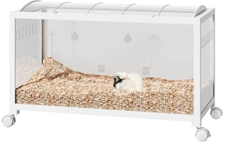 Cachpib Hamsterkäfig 360°-Sicht Transparenter Hamsterlebensraum Metall Rattenkäfig Kleintierkäfig Groß Stapelbar Belüfteter Mäusekäfig Mit Vordertür, Rattenkäfig, Tragbares Hamsterhaus, 96x47x50Cm