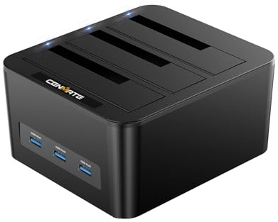 CENMATE Hard Drive Docking Station, 3 Bay HDD Docking Station for 2.5/3.5 inch SATA SSD/HDD, USB3.0 A/C Cable with 3x USB HOST, Support Hot Swap