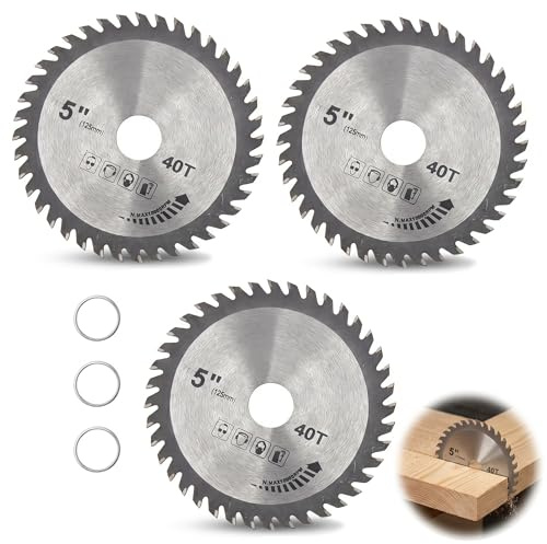 Lumoia 3 Lames de Scie Circulaire 125 x 22,23 mm 40 Dents Alliage d'Acier | pour Coupes Propres Disque à Tronçonner Meuleuse pour Bois, Contreplaqué, Stratifié, Plastique