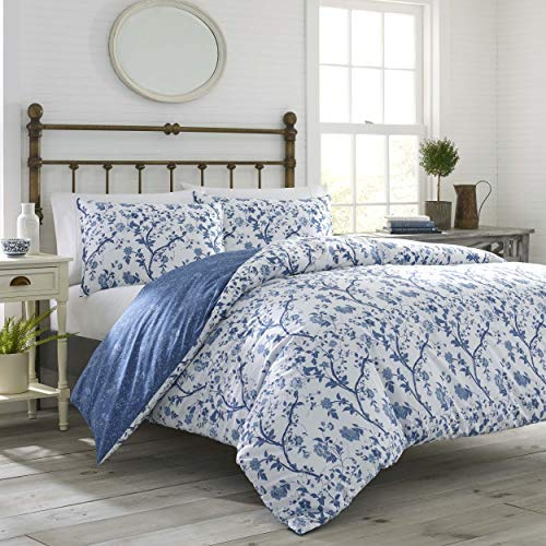 Laura Ashley Home Elise - Juego de Funda de edredón, matrimonial/Queen, Color Azul Medio