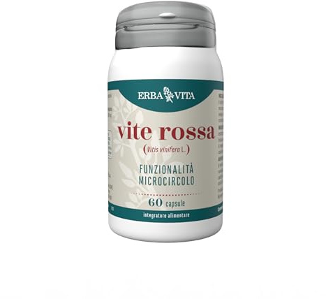 ERBA VITA Integratore Alimentare di Vite rossa - 60 Capsule - Utile al microcircolo, in particolare sostiene gli arti inferiori