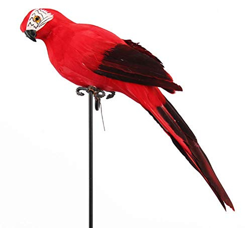 LWINGFLYER Jul konstgjord papegoja skum fjäder papegoja ara fågel lämplig för vårkläder epuletter modern hem trädgård fest dekoration (35 cm (13,8 tum) (röd)