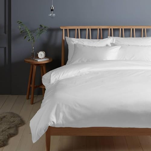 Pizuna Copripiumino Matrimoniale Cotone 240x200 cm Bianco, 400 fili con trama Sateen in 100% Cotone a fiocco lungo Copripiumino 240x200 con 2 federe 50x80 (Biancheria De Letto Bianco)