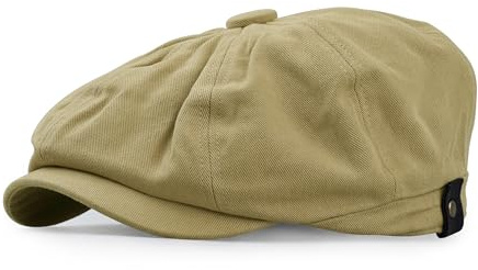 CLAPE Berretto Piatto Classico Vintage Berretto Newsboy Estivo con Visiera Coppola a Spina Regolabile 8 Panel Newboy Flat Hat cap Shelby Caps Khaki BL42
