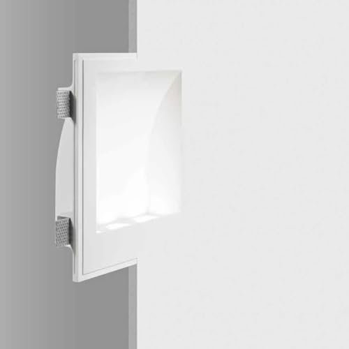 MAZZOLA LUCE Applique lampada incasso a parete gesso bianco pitturabile per cartongesso moderna 3 lampadine gu10 led