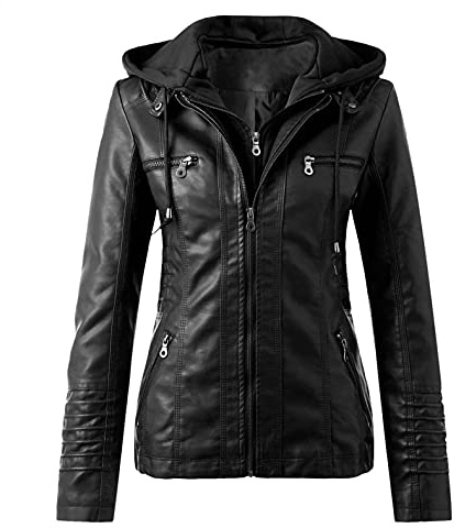 POLPqeD Tallas Grandes Mujer Cazadora Piel Cazadoras Piel Mujer Mujer Chaqueta Cuero Sintético Biker Slim Casual Cuello de Solapa Biker Cuero Mujer Mujer Invierno Rebajas 7 Colores S~Xxxxl